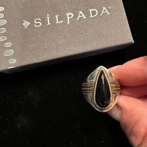 Silpada Black and Gold Teardrop Ring
